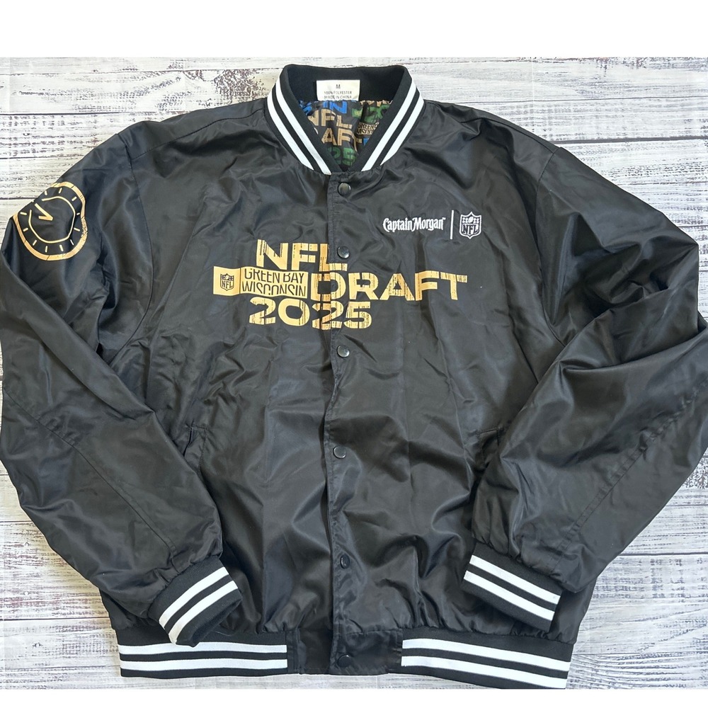 RARE NFL Draft 2025 Green Bay Packers Wi Bomber Jacket Captain Morgan Promo M